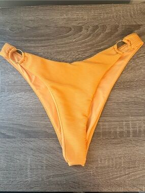 9.0 SWIM Orange ribbed high waist high leg cheeky swim bottoms